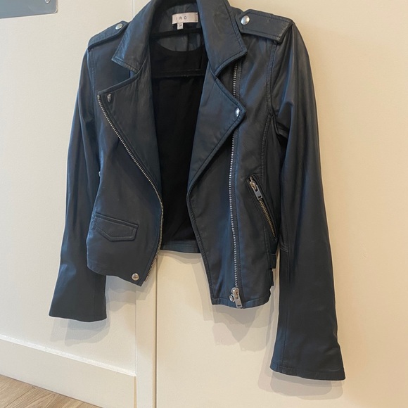 IRO Jackets & Coats Iro Asheville Leather Jacket In Blue Size 34